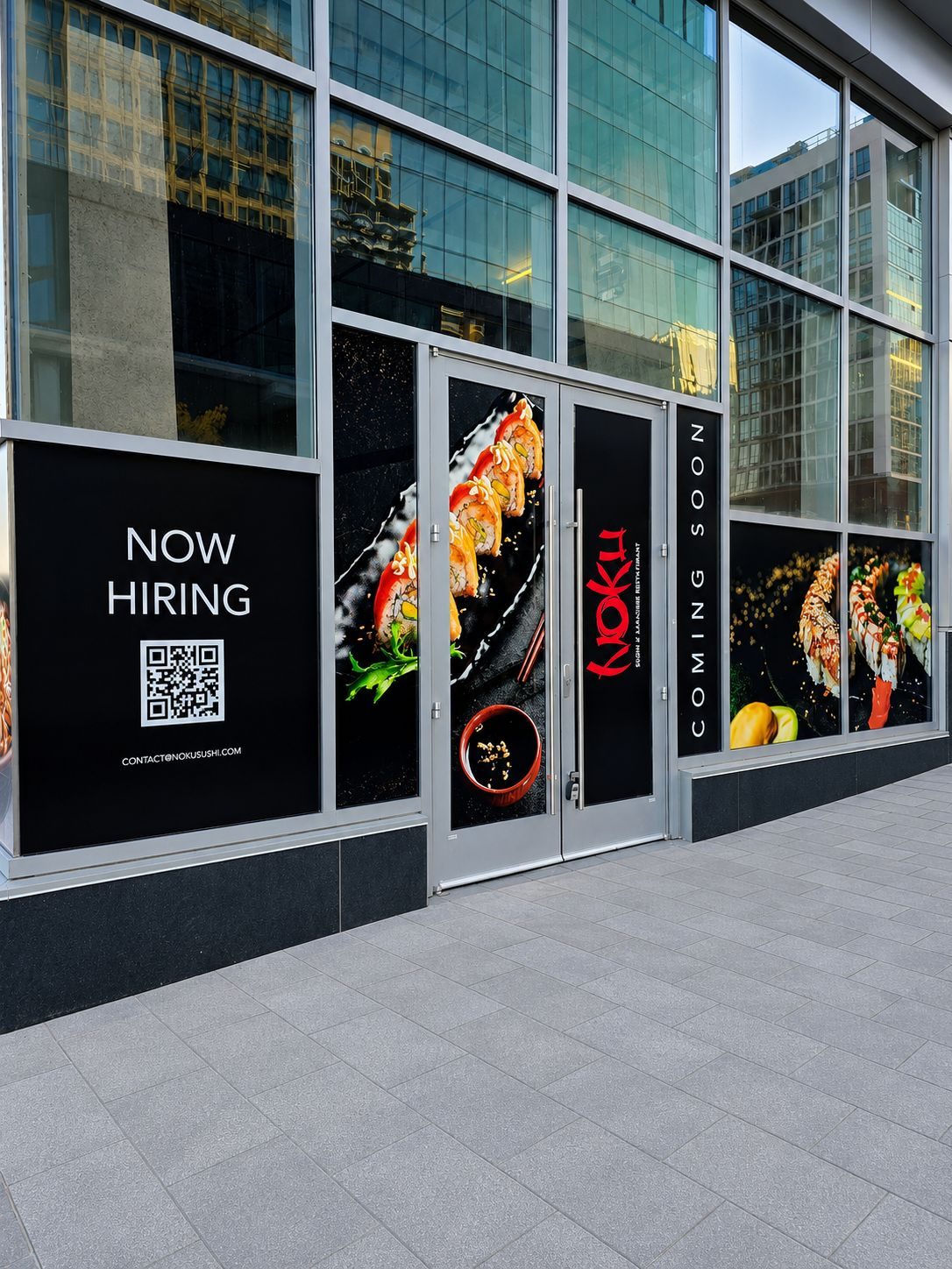 Window graphics installed at NOKU sushi restaurant